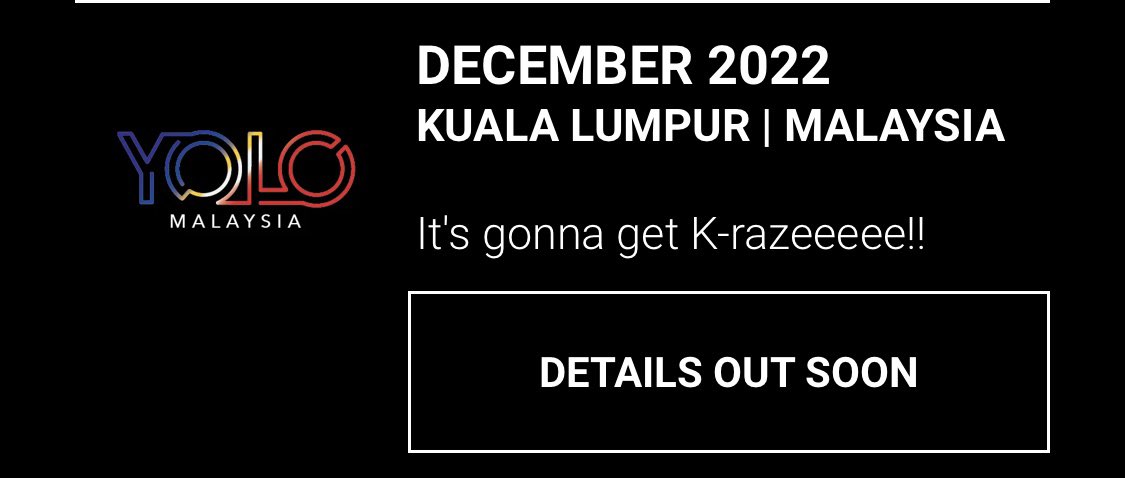 K-Raze will be happening in December 2022.

We’re not sure what’s this about. But hopefully it will K-pop artiste coming for concert. 

P/s: Just sharing only. Shall wait for more details about this event. 😀
