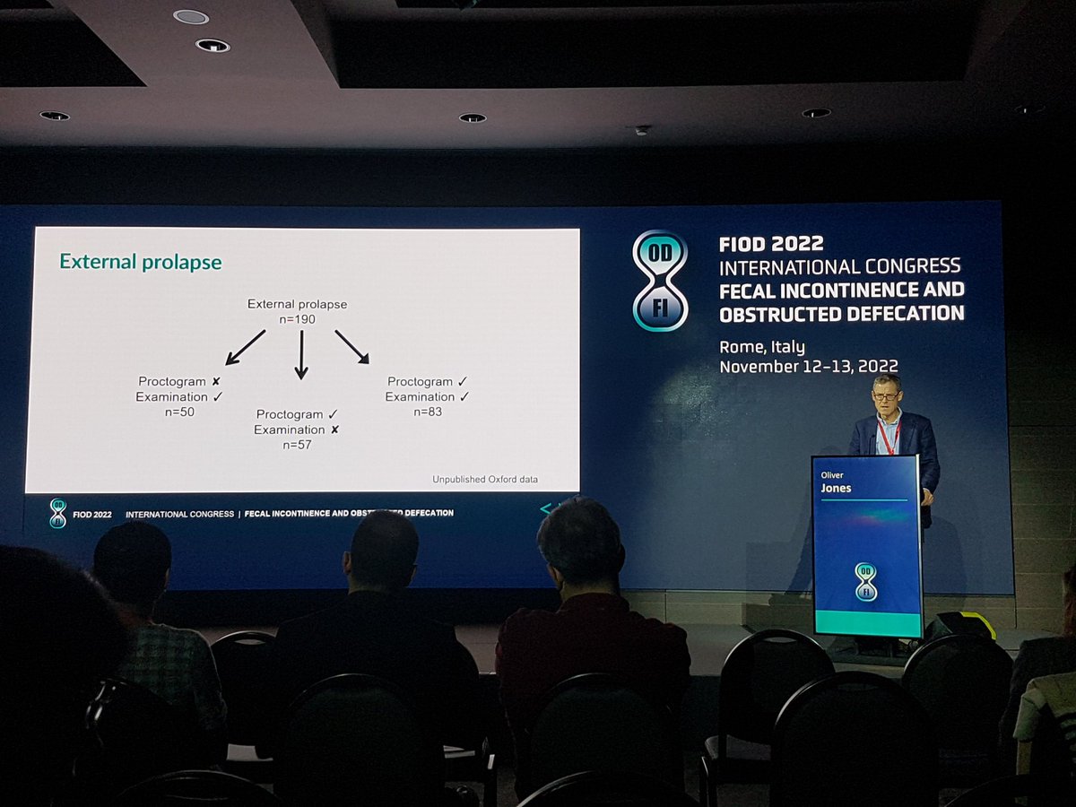 MichelAdamina's tweet photo. All you need to know on internal and external prolapse - #ODS #FIOD2022 Day Two. Oliver Jones from @UniofOxford discusses investigations and their shortcomings: clinicsl, EUA, sitting defecography, MRI supine defecography, goals and means to treat a complex population and disease https://t.co/9fXt4797Vt