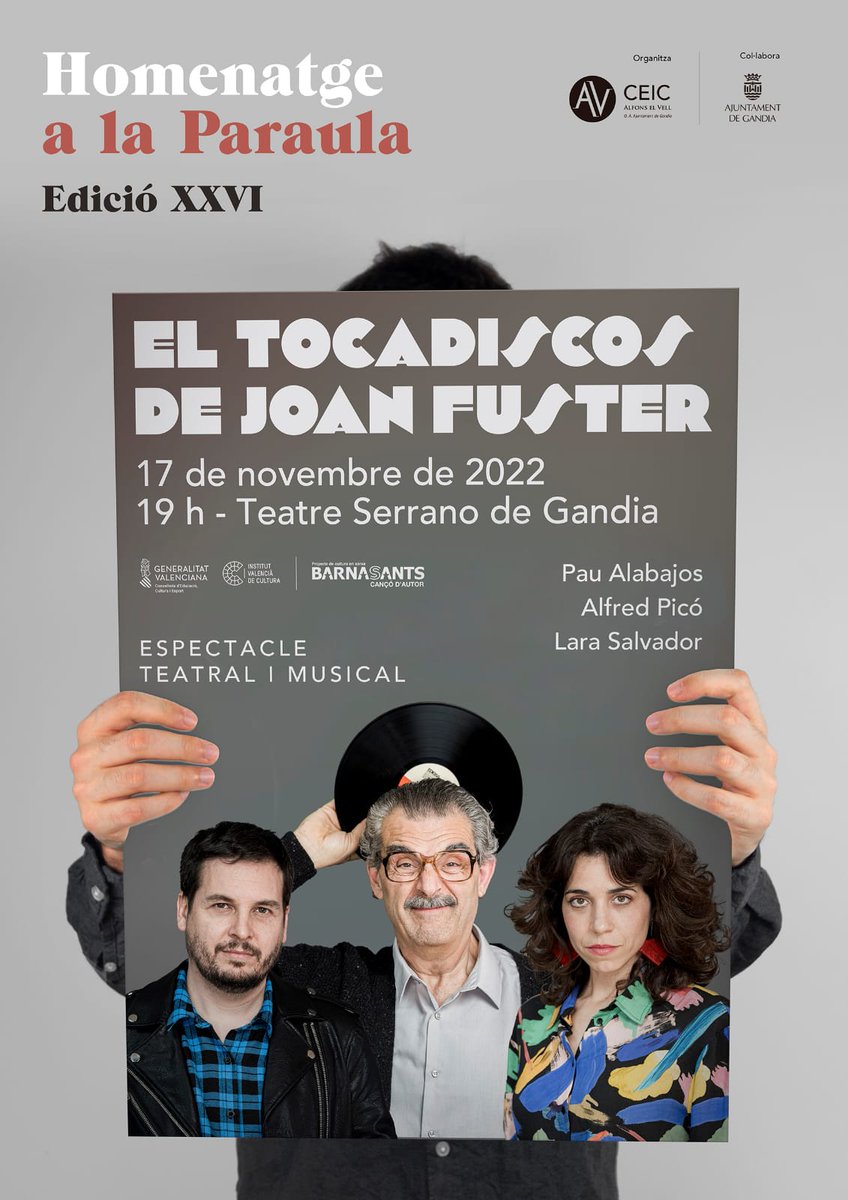 CEIC Alfons el Vell (@alfonselvell) on Twitter photo En el marc de la #TardorLiterària de <a href="/BibliosGandia/">Biblioteques Gandia</a>, el CEIC celebra el XXVI Homenatge a la Paraula este dijous 17 a les 19h en el Teatre Serrano, amb "El tocadiscos de Fuster". Venda anticipada d'entrades en Instanticket i en la Casa de la Cultura. instanticket.es/homenatge-a-la… En el marc de la #TardorLiterària de <a href="/BibliosGandia/">Biblioteques Gandia</a>, el CEIC celebra el XXVI Homenatge a la Paraula este dijous 17 a les 19h en el Teatre Serrano, amb "El tocadiscos de Fuster". Venda anticipada d'entrades en Instanticket i en la Casa de la Cultura. instanticket.es/homenatge-a-la…