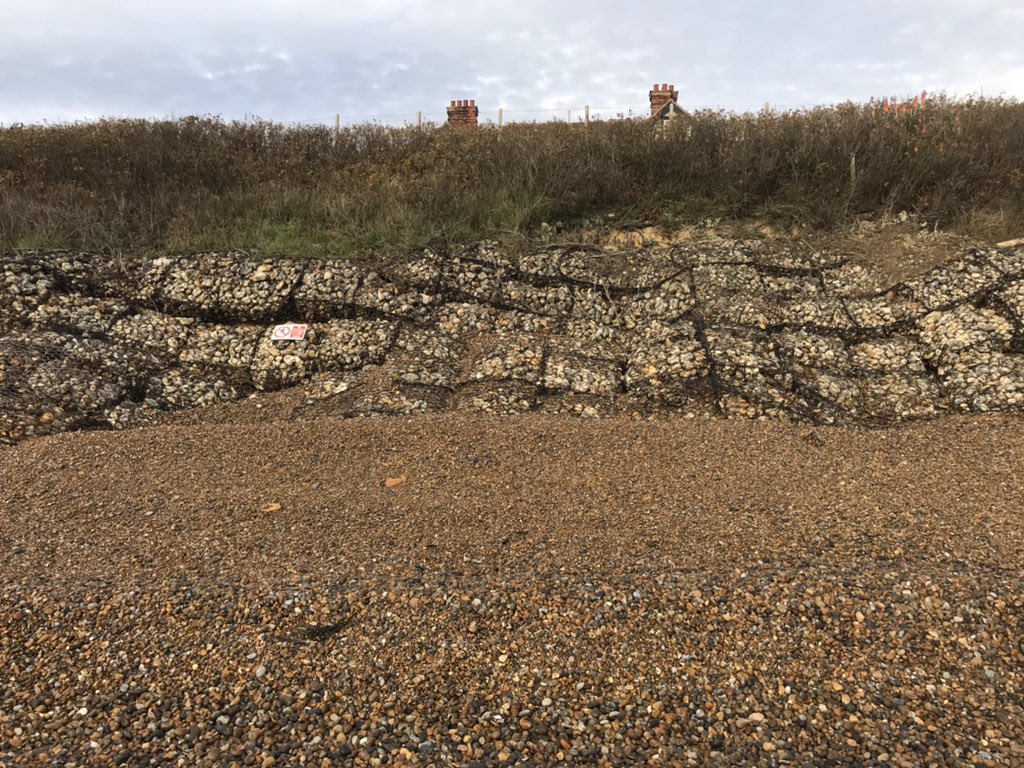 ThorpenessG's tweet photo. Another cliff fall to the north of red house over the last week here. Rapid deterioration evident in the rock filled baskets from 1970’s immediately south of the rocks #thorpeness #suffolk https://t.co/aJGEMtkg43
