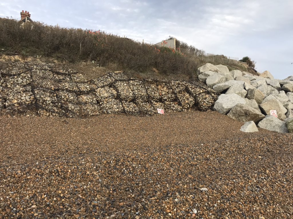 ThorpenessG's tweet photo. Another cliff fall to the north of red house over the last week here. Rapid deterioration evident in the rock filled baskets from 1970’s immediately south of the rocks #thorpeness #suffolk https://t.co/aJGEMtkg43