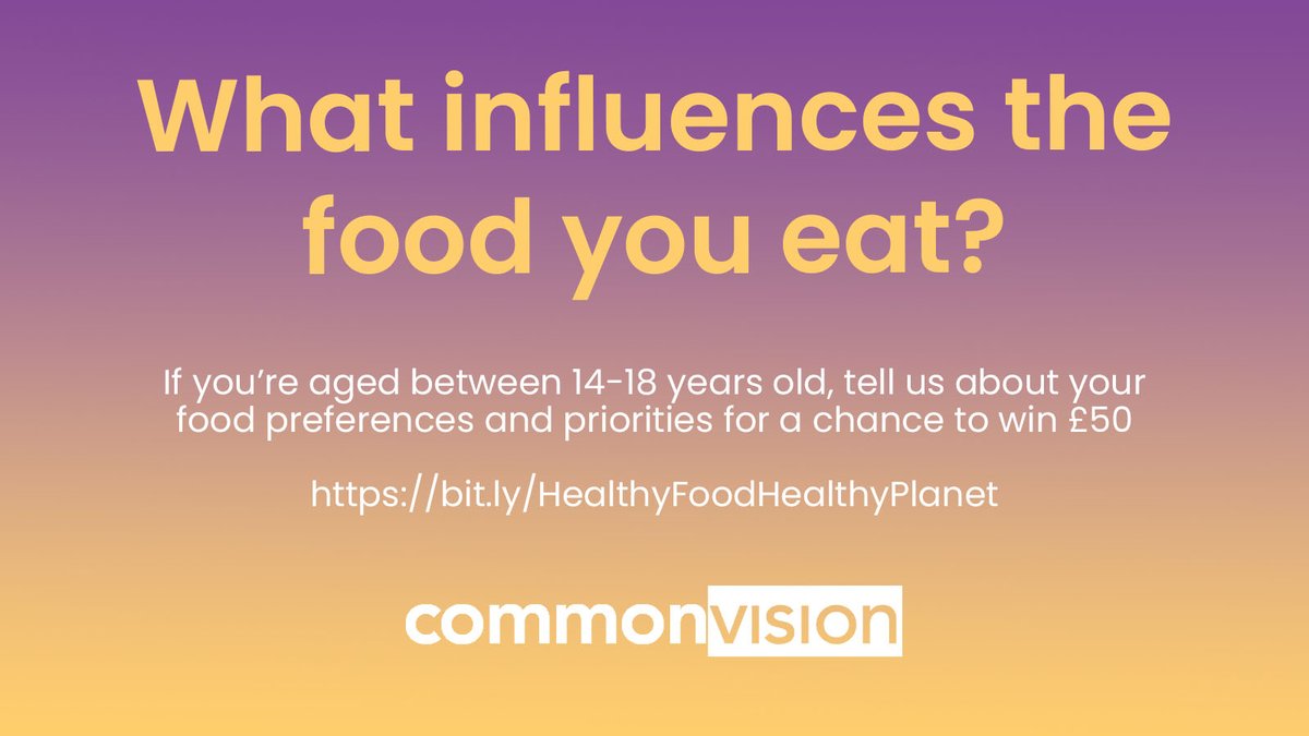 In partnership with <a href="/BiteBack2030/">Bite Back</a> our new project examines young people’s (14-18 year olds) views on the links between #HealthyFood and #ClimateChange. 

All completed entries will be entered into a prize draw to win £50

Please share our questionnaire:
bit.ly/HealthyFoodHea…