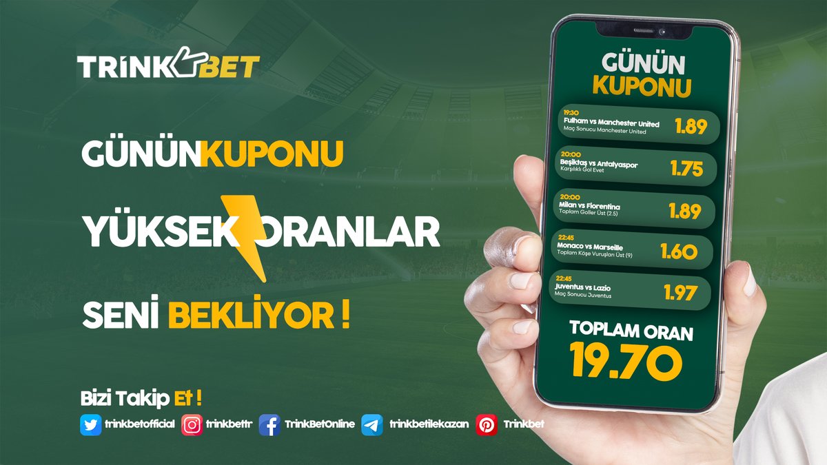 TrinkBetOnline's tweet photo. GÜNÜN KUPONU

MAÇLARI TAKİP ET
KUPON GELİRSE 10 KİŞİYE ÇEKİLİŞ İLE 50₺ EKLEME SAĞLANACAKTIR.

💥GÖNDERİYİ PAYLAŞ
💥YORUMA KULLANICI ADINI VE 3 ARKADAŞINI ETİKETLE
💥SENDE ETKİNLİĞE KATIL!!

KAZANMA SIRASI SENDE!!
https://t.co/UTI28vZ9sp https://t.co/LssOqJH0zN