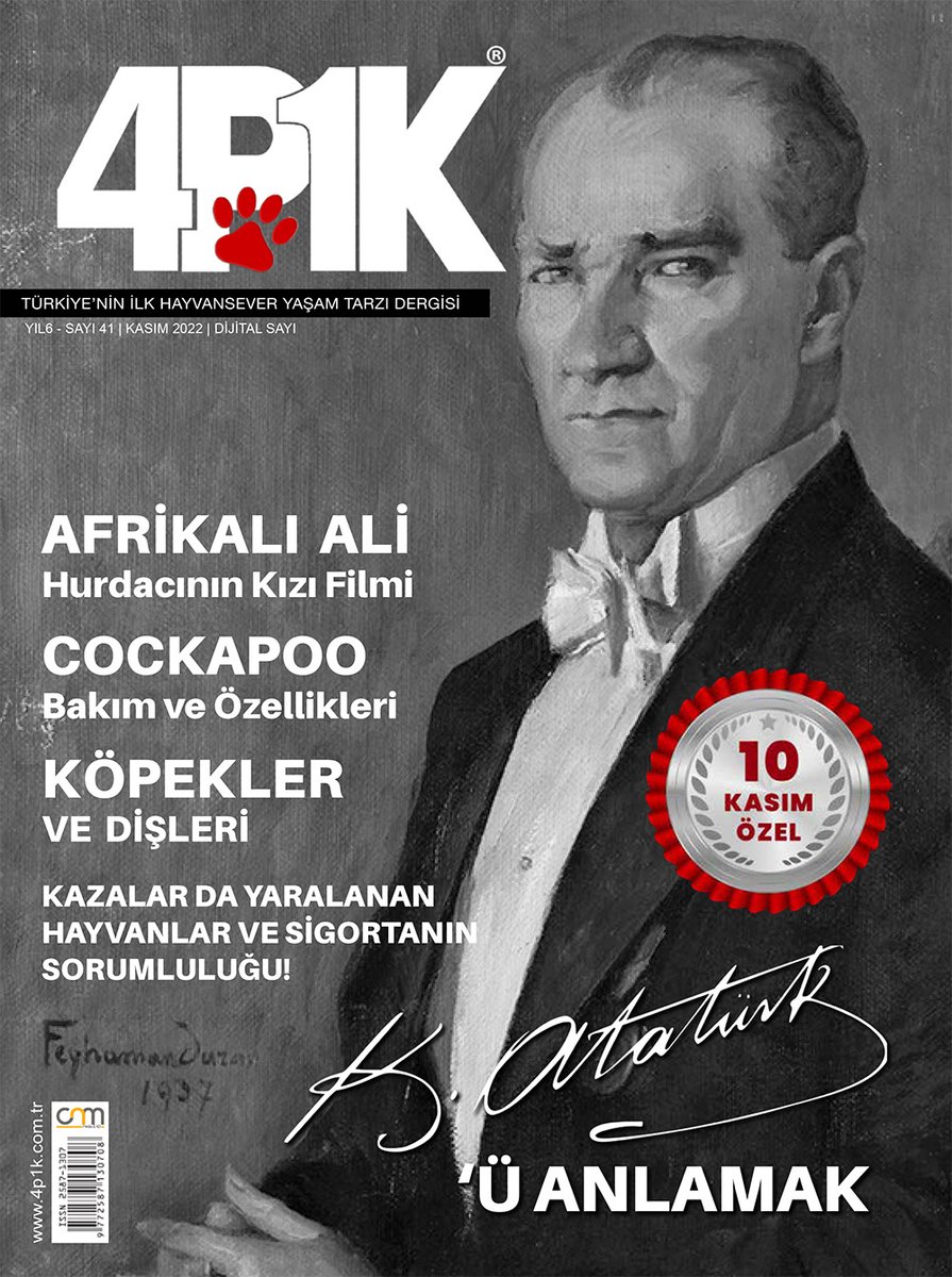 4p1kdergi's tweet photo. KASIM (10 KASIM ÖZEL) 2022 SAYIMIZ ÇIKTI!
#4p1kdergi #dergi #hayvansever #duyarlı #türkiye #atatürk #10kasım https://t.co/sIDvY9Orxx