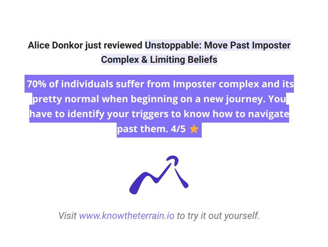Alice  Donkor just reviewed Unstoppable: Move Past Imposter Complex &amp; Limiting Beliefs. Check it out here: zpr.io/D3FB7yiEhQv6