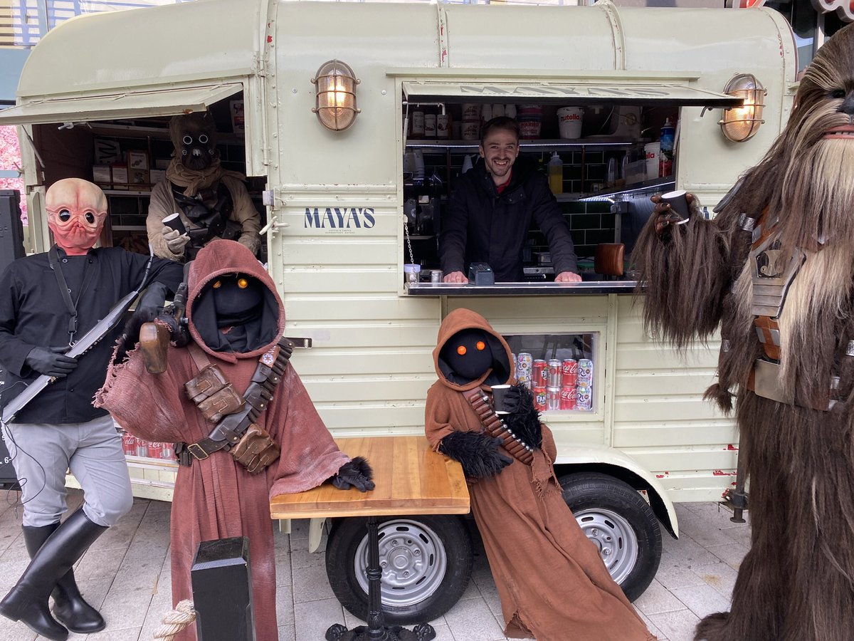 PaulaWalkerp7's tweet photo. Not your average customers but even Wookiee’s need a caffeine fix @whiteroseleeds with @sentinelsquaduk thanks to James @redemptionroast https://t.co/Hi6c1L37pE