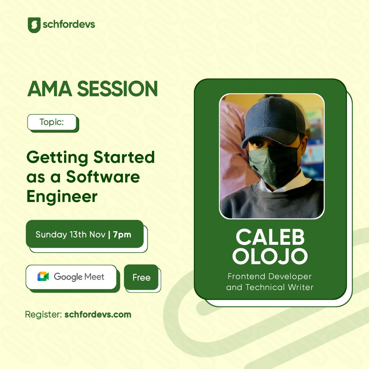 onwuemenejosh's tweet image. Come join us by 7pm at @schfordevs today..

Are you a newbie, or a beginner? come join us, as we will be hearing from an expert in the field.

Come with your question along.

#softwareenginering #programming