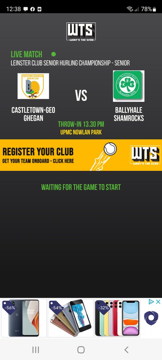 Big match today in Nowlan Park ,Best of luck lads