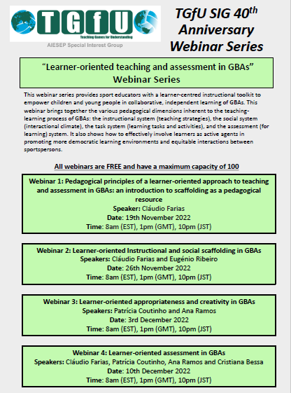 SPACES AVAILBLE
“Learner oriented teaching and assessment in GBAs” webinar series

4 webinars every Saturday starting 19th November at 1pm GMT
All webinars are free as part of our 40th anniversary celebrations

Register at: forms.gle/1DAAGUdXszvpo8…