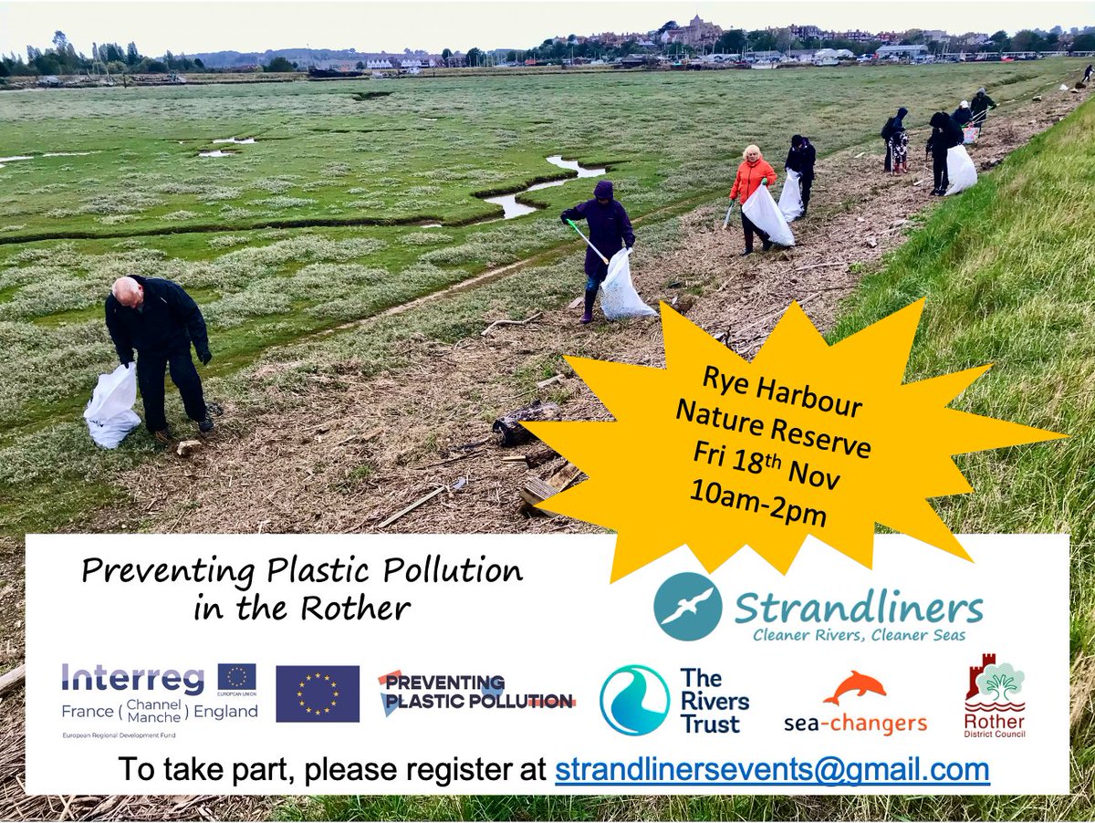 Find out more about the Preventing Plastic Pollution project in the Rother. Presentation at Rye Harbour Nature Reserve 10am, Friday 18th November followed by a litter-pick and survey. Visit strandliners.org for more info. 
#Strandliners
#RiversTrust