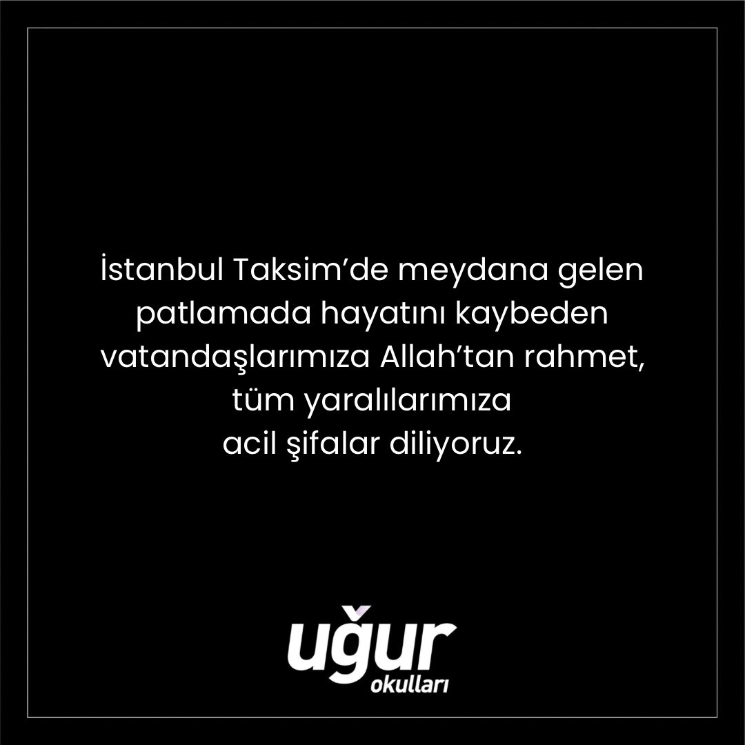 #Taksim’de meydana gelen patlamada hayatını kaybeden vatandaşlarımıza Allah’tan rahmet, tüm yaralılarımıza
acil şifalar diliyoruz. 🙏🏻