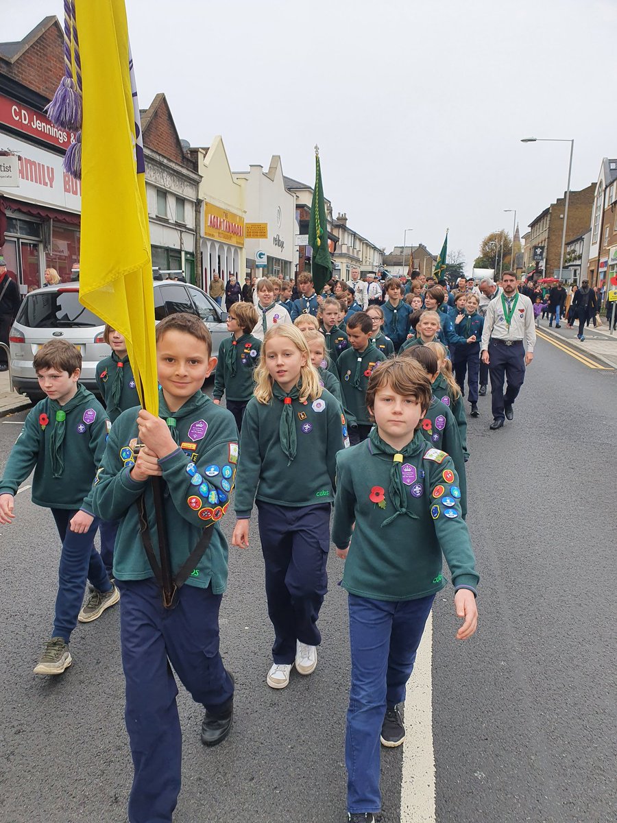1stH_Spitfire's tweet photo. Well done Spitfire Cubs. 1st time on parade for Remembrance 
#RemembranceSunday2022 https://t.co/yBPTvkZnY2