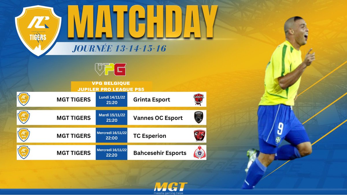 Programme de la semaine de notre équipe en <a href="/belgique_vpg/">VPG BELGIQUE 🇧🇪</a>  Jupiler ProLeague PS5