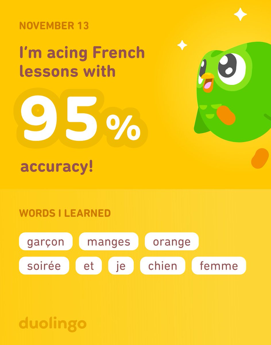 I’m learning French on Duolingo! It’s free, fun, and effective.