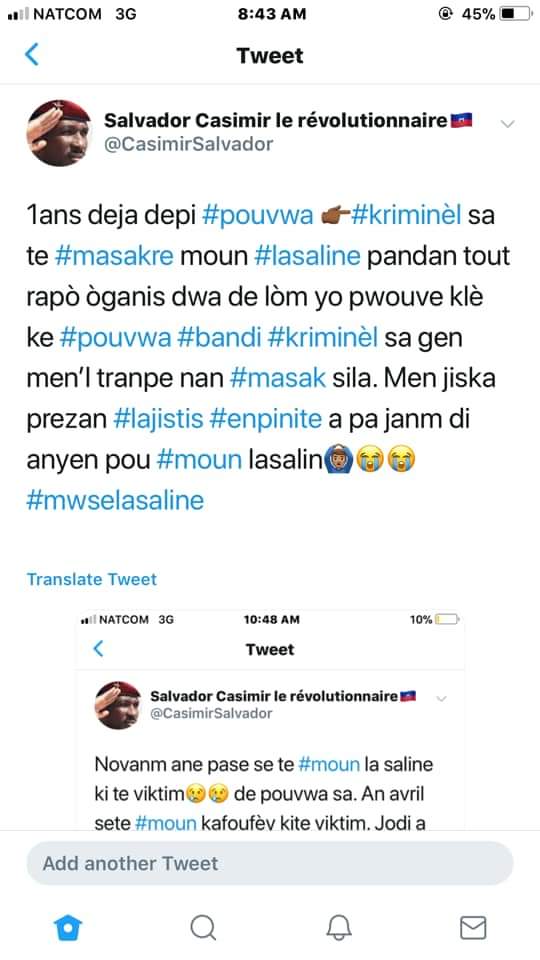 CasimirSalvador's tweet photo. Yon ti panse #espesyal pou viktim nan #lasalin 13 novanm 2018 https://t.co/or7aWk1HXk