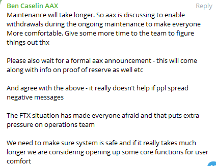 WuBlockchain's tweet photo. Breaking: AAX, a derivatives exchange established in Hong Kong in 2019, suddenly announced that it would suspend all operations, including trading, withdrawals, etc. It will take 7-10 days to proofread and restore user assets. AAX's trading volume ranks in the top 20 in coingecko https://t.co/D3h7RKTAIO