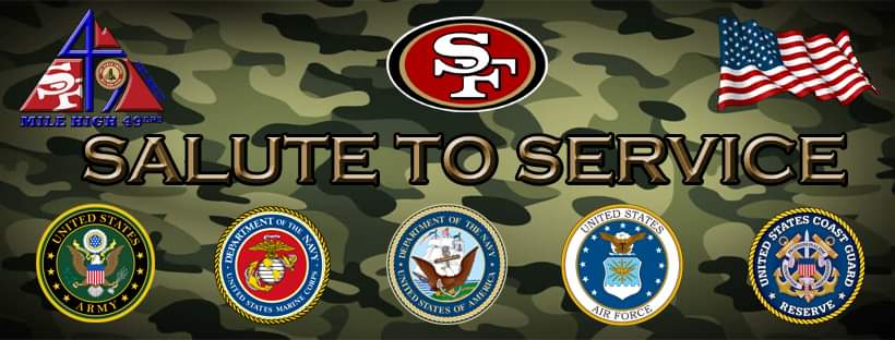 Join us tonight for #SNF as our <a href="/49ers/">San Francisco 49ers</a> take on the Chargers!! We want to honor our service men and women, past &amp; present with our Salute to Service at <a href="/BlakeSt_Tavern/">Blake Street Tavern</a>  Faithful &amp; Family friendly. Lots of giveaways!