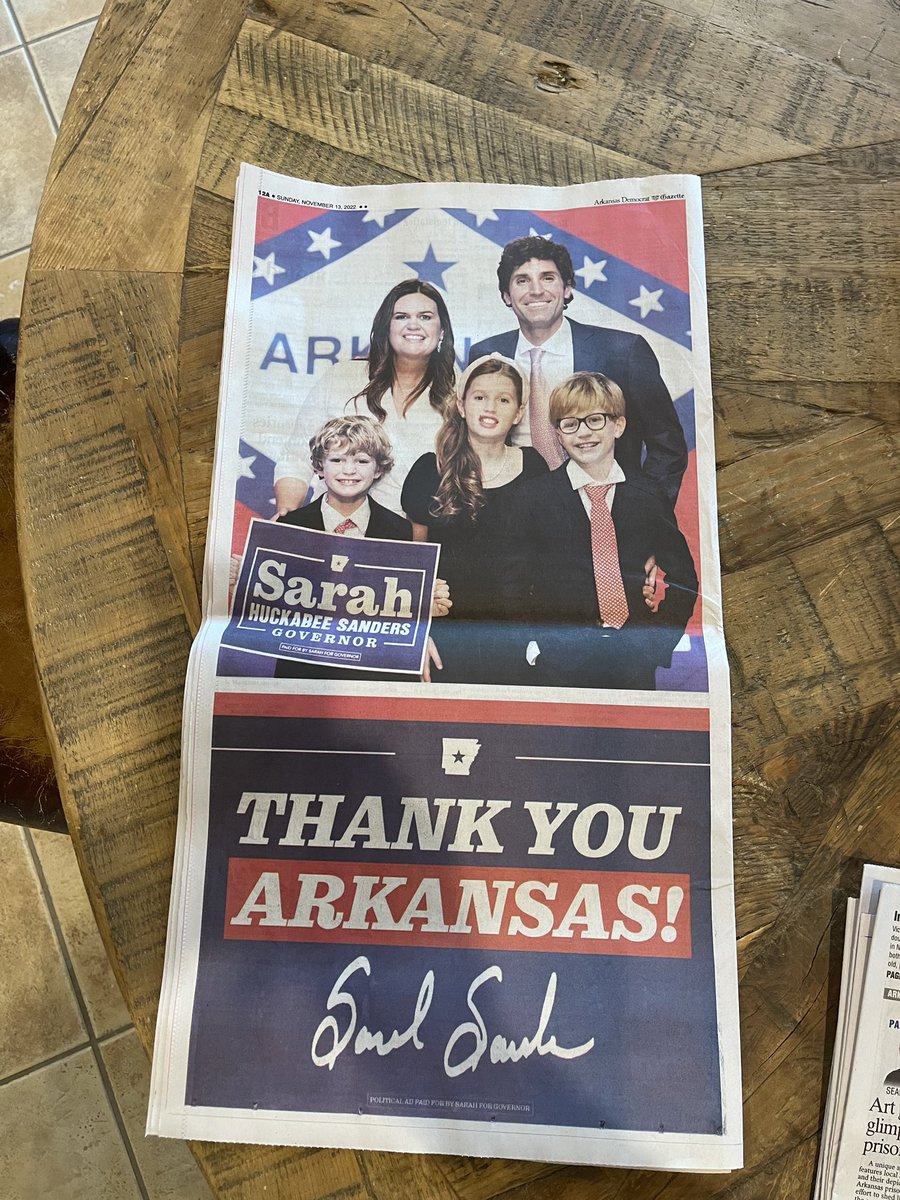 SarahHuckabee's tweet photo. Good morning, Arkansas! Big week of transition and inauguration planning ahead #arpx https://t.co/w3cqIvhclU