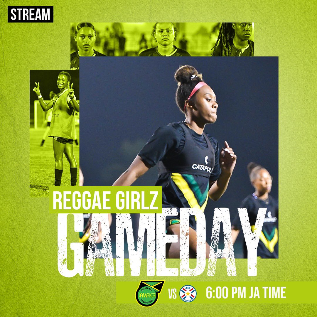 Stream876's tweet photo. Another Match Day 🇯🇲🤩
The Reggae Girlz gear up to take on Paraguay in the 2nd international friendly today at The Office!
⏰: 6pm
🏟: National Stadium
#ReggaeGirlz #Football #JAMPRY https://t.co/qAYxo1EBbG