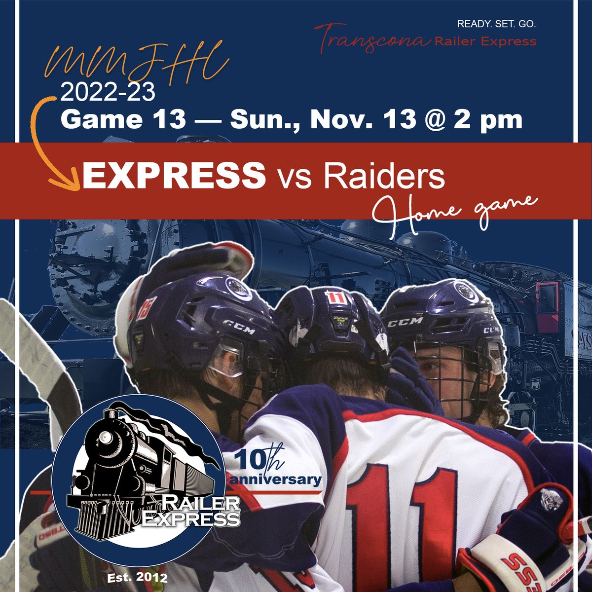 RailerExpress's tweet photo. Are you ready for some afternoon hockey?

📍East End Arena
⏰ 2 pm start

#GoExpressGo | #FullSteamAhead https://t.co/hyps7xJlJV