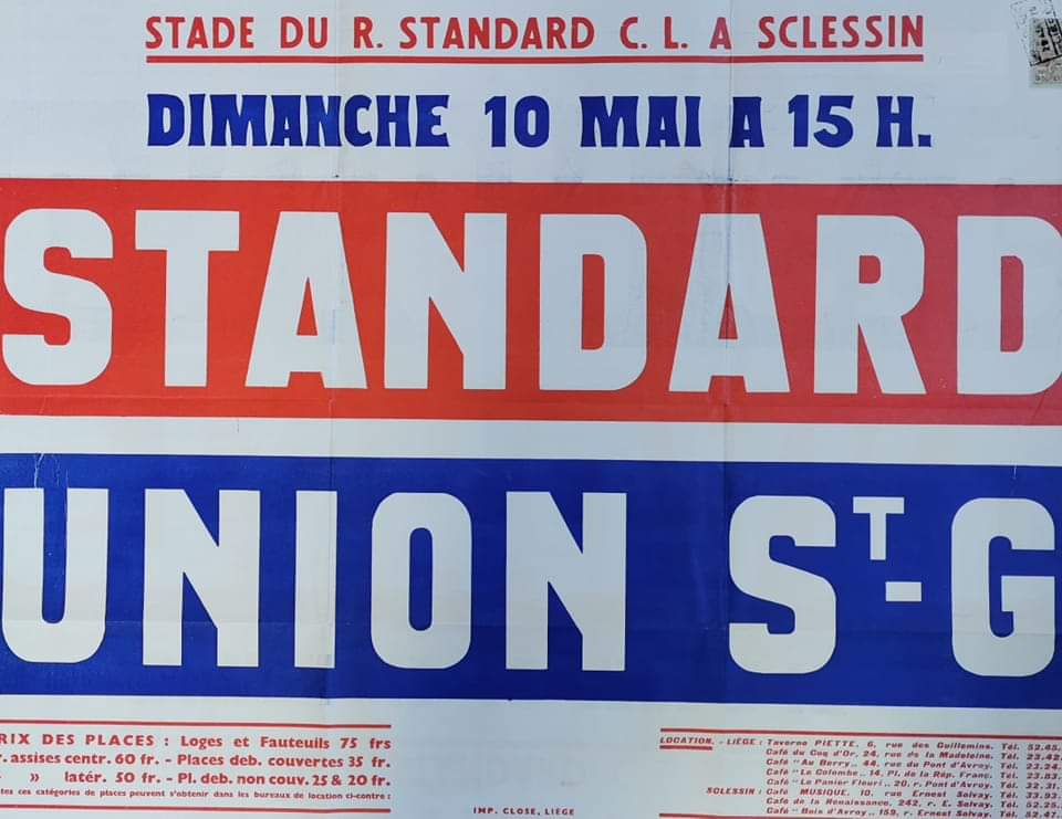Union1897's tweet photo. Affiche du match du 10 mai 1959 contre le @Standard_RSCL. Le score du match était de 6-1.
#stausg https://t.co/0Ml50II8YG
