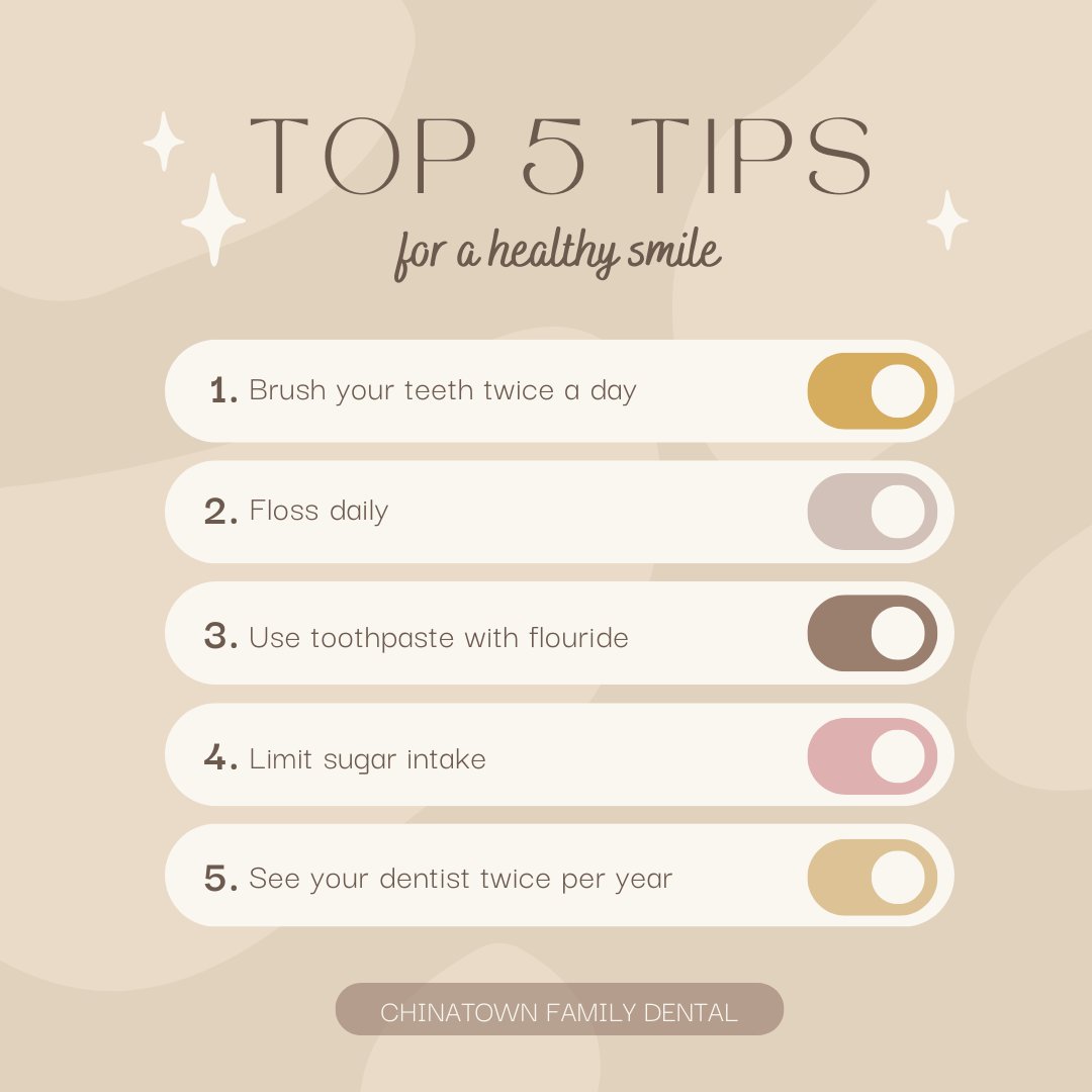 Our top 5 tips for a healthy smile are pretty simple! It is about maintenance and moderation!