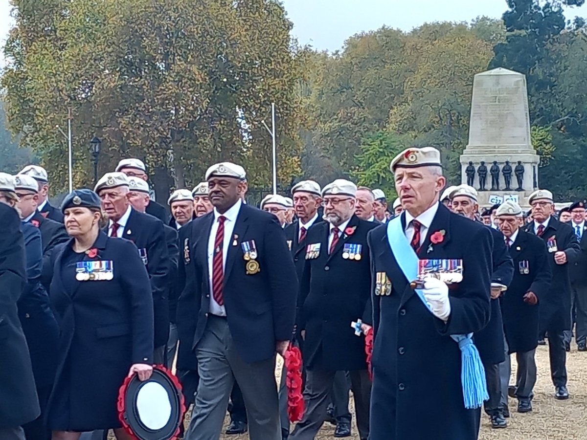 Wonderful atmosphere on Horse Guards Parade with <a href="/PoppyLegion/">Royal British Legion</a> as close to 10,000 #Veterans step off for the Cenotaph March Past #Remembrance  #RemembranceSunday