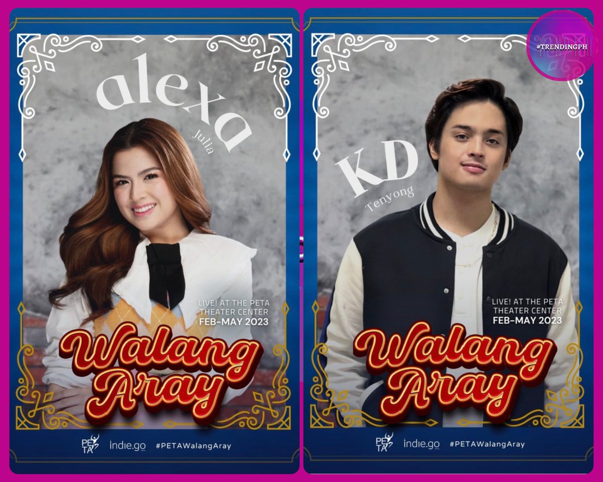 JUST IN: #KDLex (KD Estrada and Alexa Ilacad) will play Tenyong and Julia in this upcoming original theater musical play debut #PETAWalangAray.

A production of <a href="/petatheater/">PETA Theater</a> Feb-May 2023.

ctto <a href="/petatheater/">PETA Theater</a>

TUMINDIG AT UMIBIG WithKDLEX
TENYONGxJULIA THE REVEAL