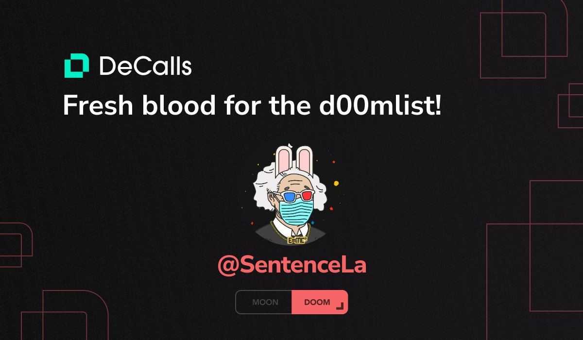 antro_hub's tweet image. Congrats @SentenceLa, you're d00med!

You're next @StopNgo1000 @HashCryptoCake @crypto_burn3r, if you haven't already go apply now or you're ngmi

decalls.io #d00mlist