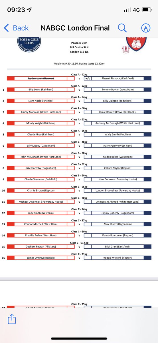 Af Marseh (@af_essex_boxing) on Twitter photo Boxing starts at 12:30 live streamed on Joymo.
Boxers from <a href="/ReptonBC/">Repton Boxing Club</a> <a href="/WestHamABC/">West Ham boxing club</a> @bodyshotchgo <a href="/DaggerdanSully/">Daggers Boxing</a>
arena.joymo.no/browse/streamsโฆ Boxing starts at 12:30 live streamed on Joymo.
Boxers from <a href="/ReptonBC/">Repton Boxing Club</a> <a href="/WestHamABC/">West Ham boxing club</a> @bodyshotchgo <a href="/DaggerdanSully/">Daggers Boxing</a>
arena.joymo.no/browse/streamsโฆ