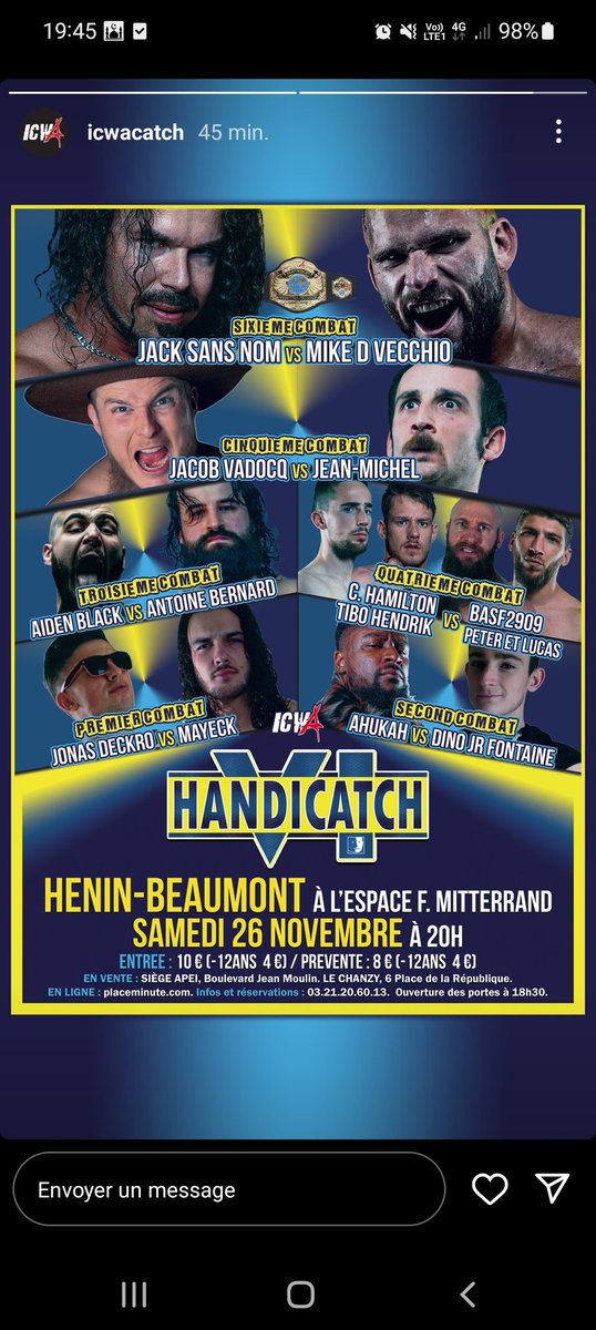 FrenchFlavaa's tweet photo. Belle carte pour #handicatch
On en entend moins parler mais @icwacatch sait toujours offrir de belles cartes. Ravi de retrouver cette organisation le temps d'une soirée en équipe avec @PeterFischerPW pour faire face à @HeadkickHendrik et @cormac_hamilton ! https://t.co/aZUsArU0eG