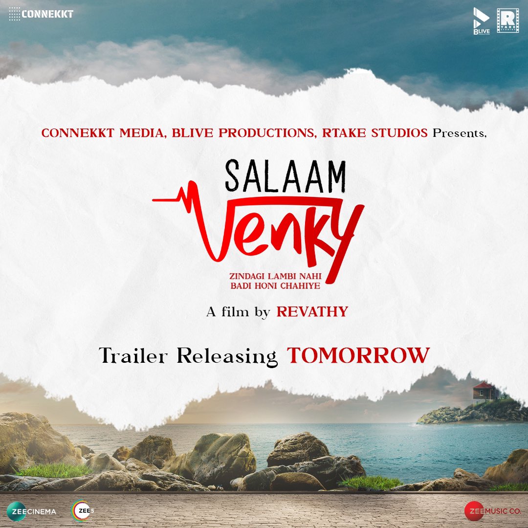 Zindagi lambi nahi, badi honi chahiye 💙
#SalaamVenky Trailer Releasing Tomorrow.

<a href="/AshaRevathy/">Revathy Asha</a> <a href="/itsKajolD/">Kajol</a> <a href="/vishaljethwa06/">Vishal N. Jethwa</a> <a href="/RahulBose1/">Rahul Bose</a> <a href="/RK1610IsMe/">Rajeev Khandelwal</a> <a href="/AahanaKumra/">Aahana Kumra ❤︎❤︎🐣</a> <a href="/isinghsuraj/">Suuraj Sinngh</a> @shra2309 #varshakukreja <a href="/Mithoon11/">Mithoon</a> <a href="/dop_ravivarman/">Ravi Varman.ASC.ISC</a> <a href="/priyankvjain/">priyank jain</a> #Connekkt