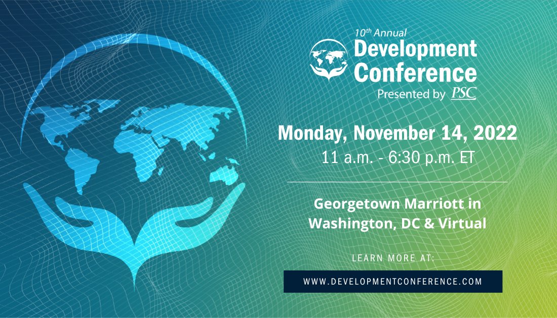 PSCSpeaks's tweet photo. [Tomorrow!] Constant changes and challenges are confronting the international development community. Now more than ever, it is vital to hear directly from senior USAID, State and MCC leaders at the Development Conference.

Learn more/register: https://t.co/NTi8UmOOSu #PSCdev22 https://t.co/sn8mEyBlEw