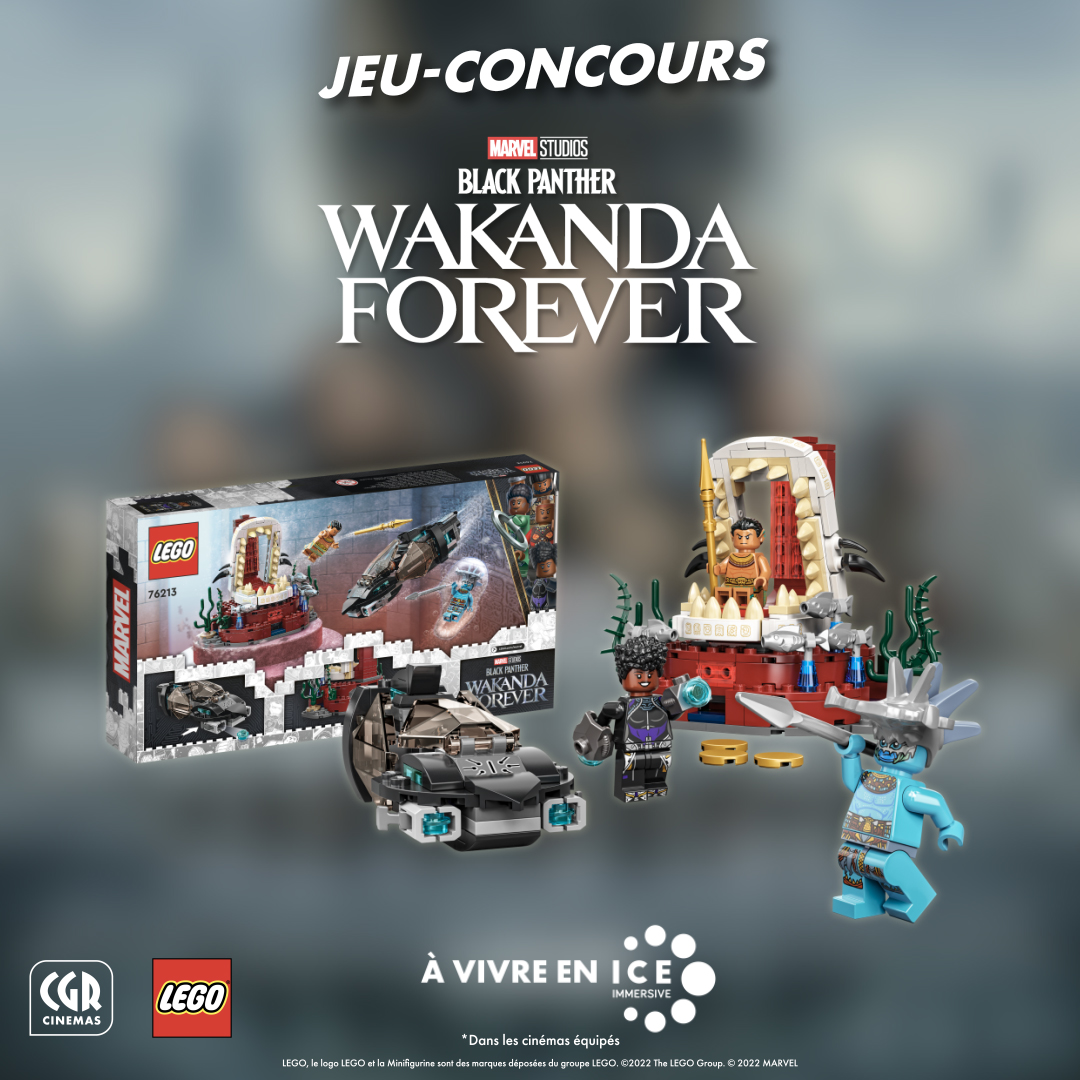 CGRCinemas's tweet photo. LEGO BLACK PANTHER: WAKANDA FOREVER
2ème jour de concours et cette fois tentez de gagner La salle du trône du roi Namor !
Pour participer :
👉 Follow CGR Cinémas 
👉 Dites nous votre film Marvel préféré
👉 RT
Tirage au sort le 21/11 sur les réseaux sociaux CGR
@LEGO_Group https://t.co/4eHOr4M5xI