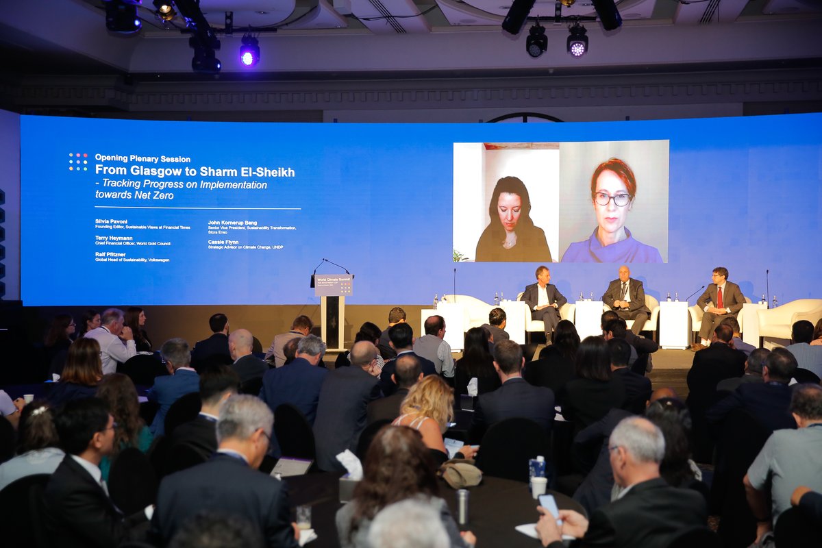 Day 1 of #WCSummit2022 is off to a great start! 

The first half of today was joined by speakers from EY, Volkswagen, UNDP, World Gold Council and more to Climate Resilience, Financial transformation and Adaptation ♻️ 

Stay tuned📌 

#WorldClimateSummit #TheInvestmentCOP #COP27