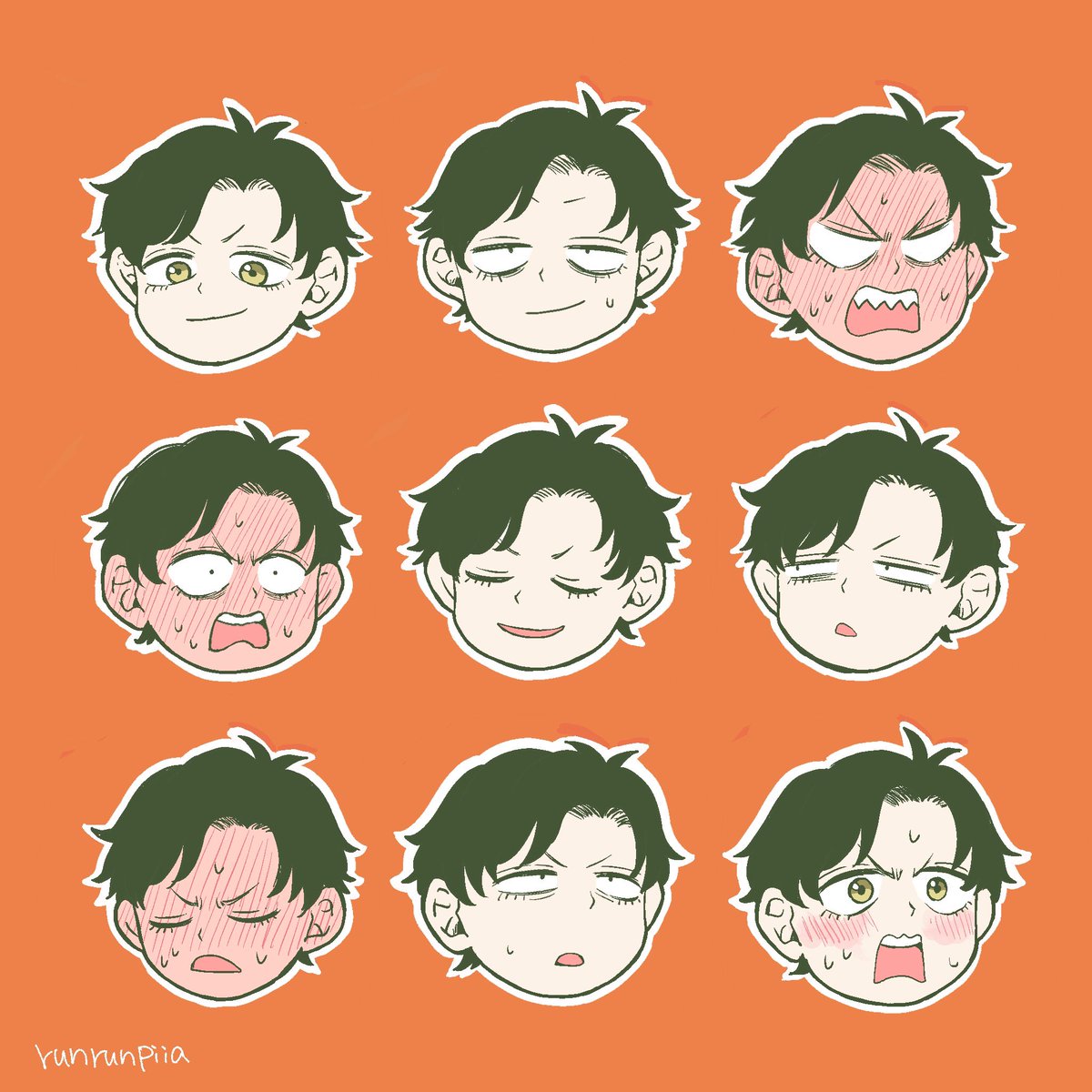 1boy expressions blush male focus smile black hair closed eyes  illustration images