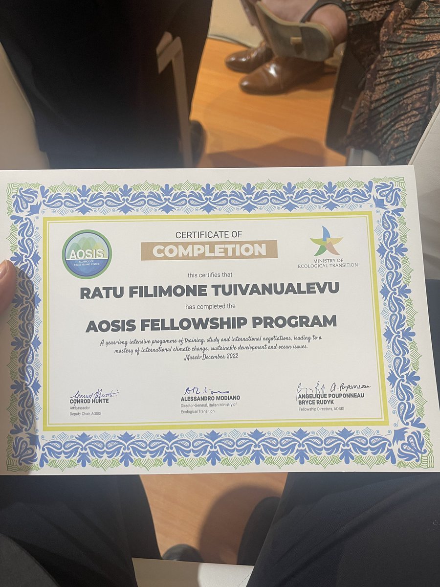 FiliTui's tweet photo. A great journey of growth and development  @AOSISFellowship. 

Thank you @AOSISFellowship for giving me such an amazing opportunity and vinaka vakalevu the @FijiMissionUN for your nomination and trust. 
#SIDS #AOSIS https://t.co/KWOyIhyXP8