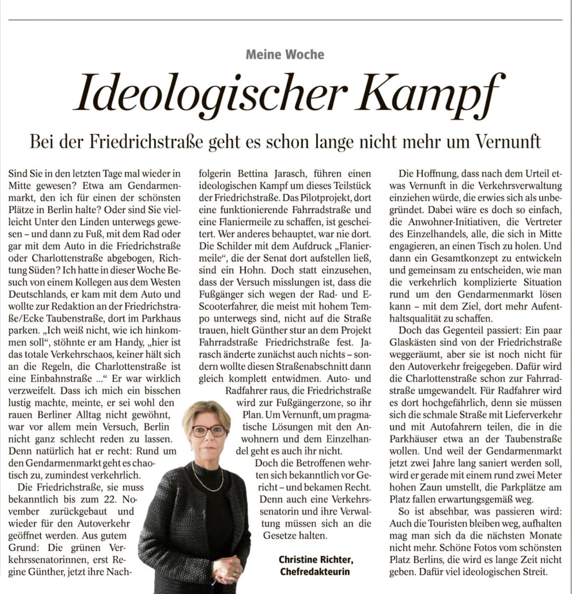 Ein Viertel mit touristischer Bedeutung wird in Berlin 2023 wg. ideologischen Geltungswahn durch <a href="/GrueneFraktionB/">Grüne Fraktion Berlin</a> vernichtet.👇

Gäbe es eine Rechtsgrundlage für Politikerhaftung, müssten sich <a href="/Bettina_Jarasch/">Bettina Jarasch</a> und und <a href="/gruenemitte/">B90/GRÜNE Berlin-Mitte</a> einem Strafverfahren unterwerfen!