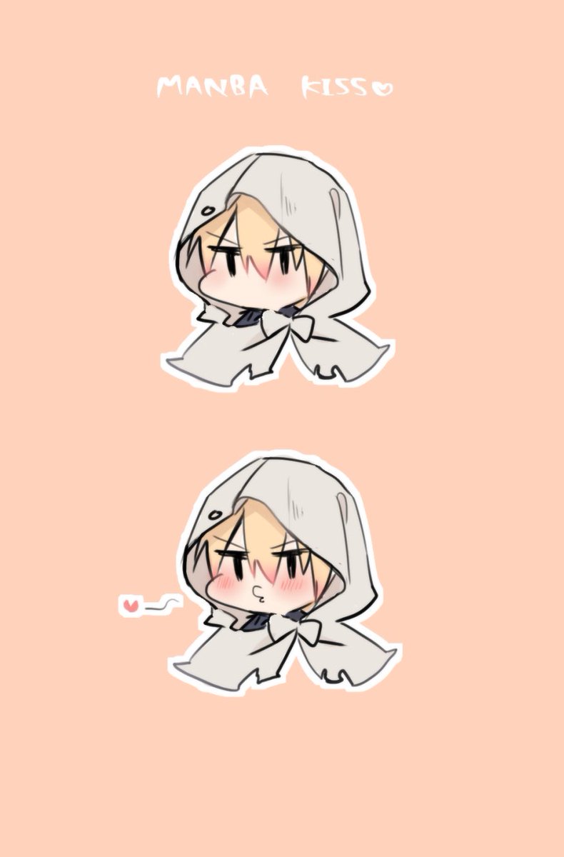 heart blonde hair blush cloak 1boy hood chibi  illustration images