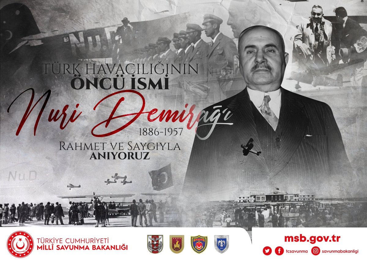 Türk Havacılığının öncü ismi, Türk Savunma Sanayisinin kurucularından Nuri Demirağ’ı vefatının 65’nci yıl dönümünde rahmet, minnet ve saygıyla anıyoruz.

#NuriDemirağ