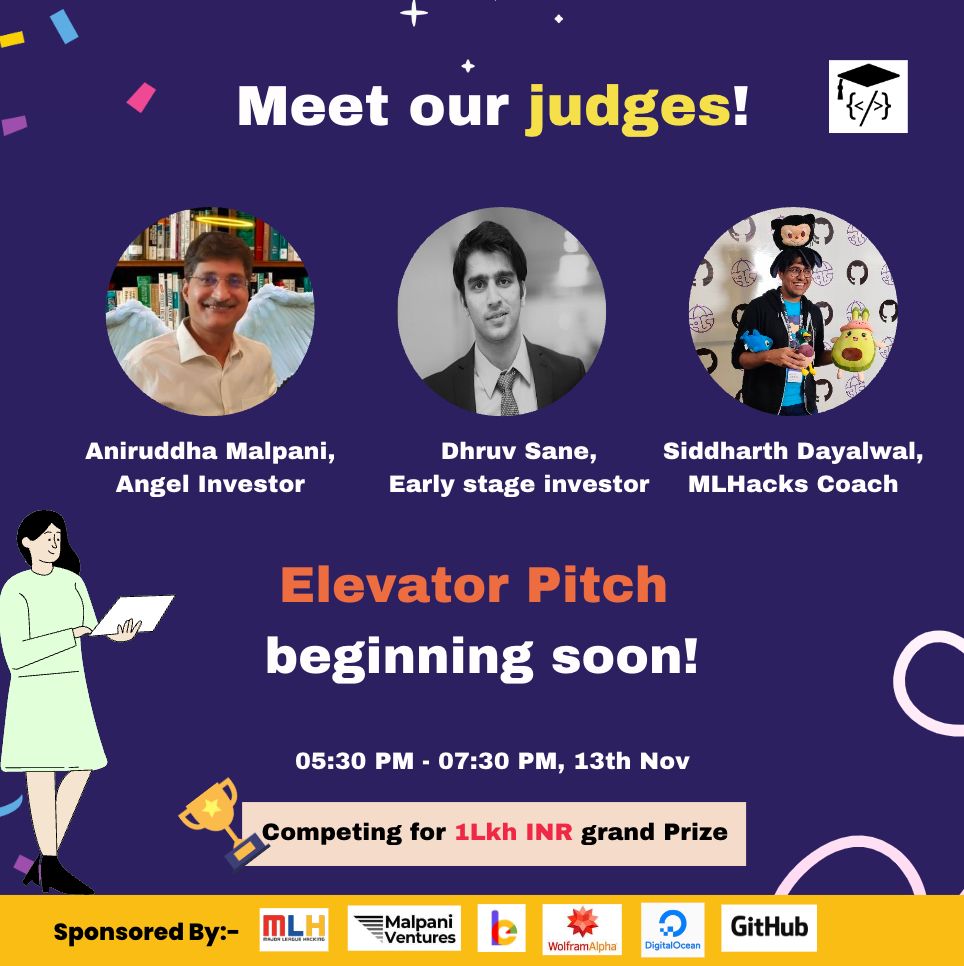 Hack2Educate's tweet photo. Elevator Pitch Begins at 5:30 PM!
@malpani @SaneDhruv @siddharth_hacks https://t.co/Z9YPkhvVv3