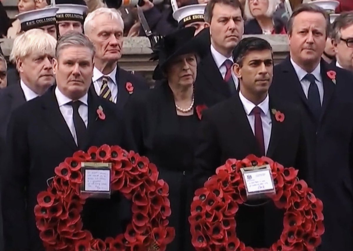 theresa_may's tweet photo. Today at the Cenotaph we honour the memory of the men and women who gave their lives so that we could be free.

As we remember their sacrifice, we pay tribute to all those serving our country around the world in defence of these hard-won freedoms today.

#LestWeForget https://t.co/BVOLvfr5hf