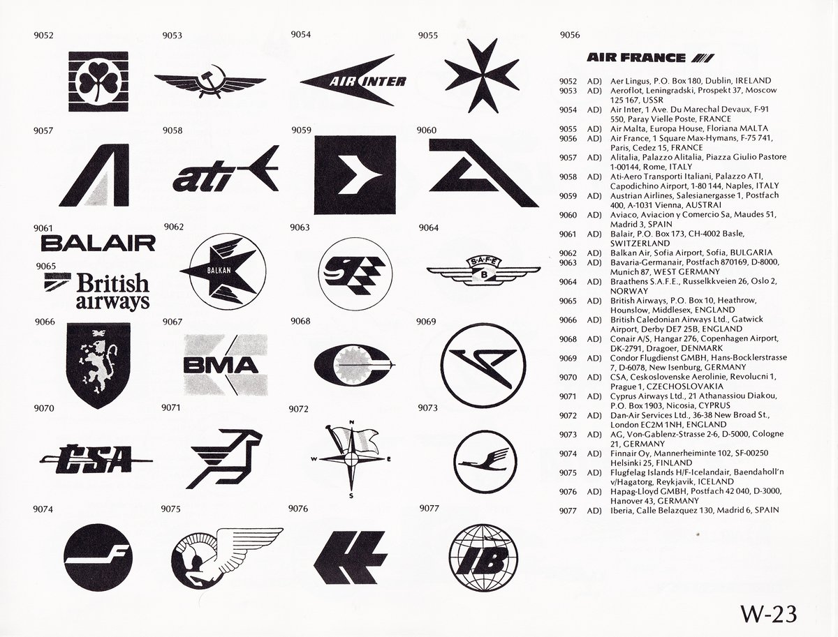 LogoArchive's tweet photo. What did airline logos look like in the 1970s and 80s. Here's a lots of examples from World of Logotypes Volume 3. There's a few in there, still in use, can you spot them?

#design #branding #designhistory #logodesign #graphicdesign https://t.co/WYYZWRZHpm