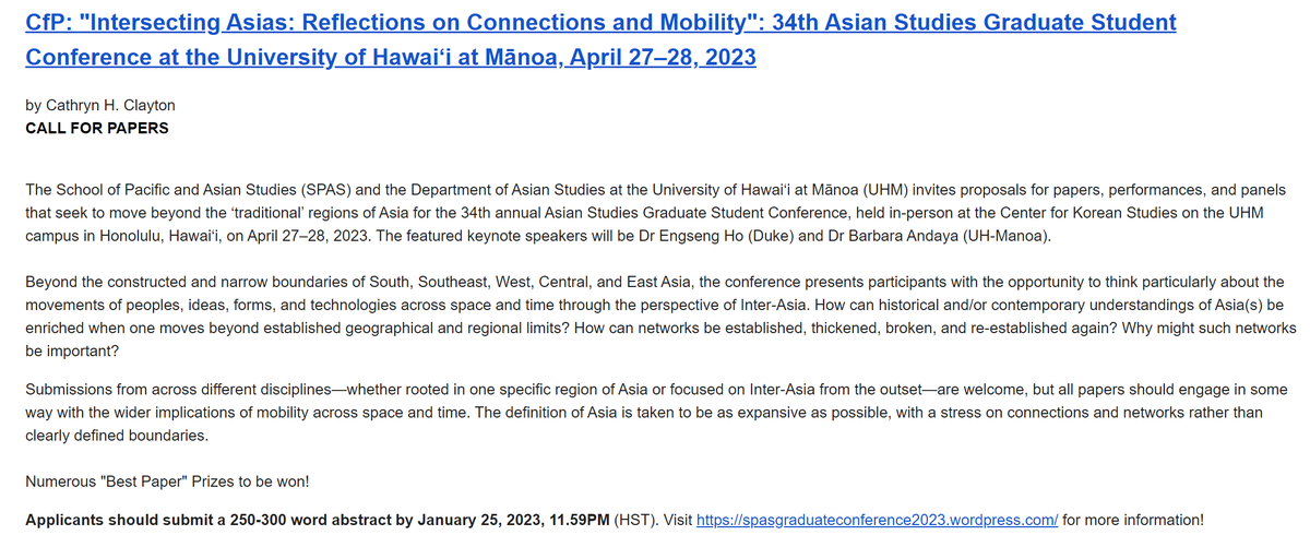TheKpopProf's tweet photo. This was the first graduate student conference I went to. #UHManoa has an amazing program, and you get to visit Hawaii! #AsianStudies #KoreanStudies #GraduateConference https://t.co/XH71nVPqiS
