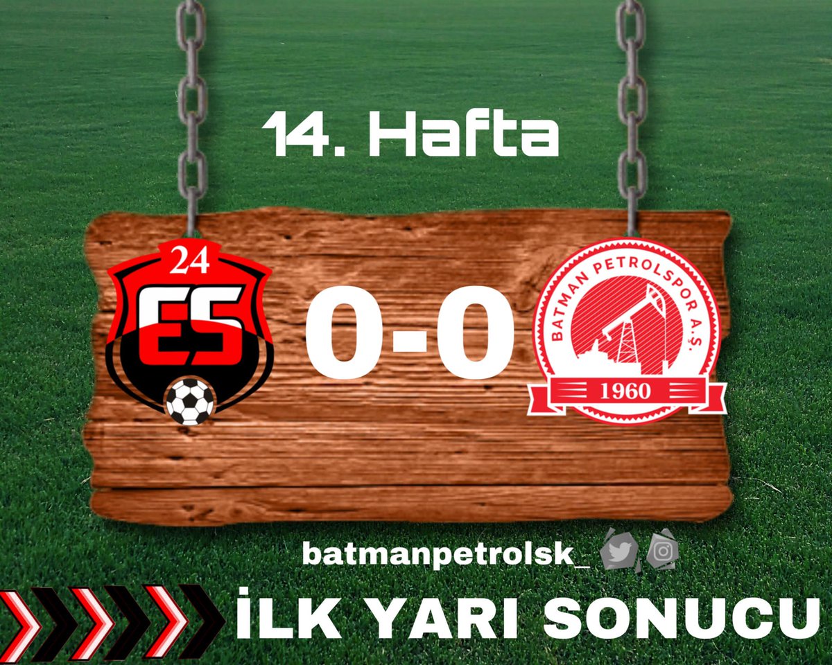 İLK YARI SONUCU:

Angold 24 Erzincanspor 0-0 BATMAN PETROLSPOR'umuz

İlk yarıda, derli toplu bir oyun oynayan ve en az rakibi kadar topa sahip ve oyuna ortak bir performans sergiledik. İnşallah ikinci yarıda da böyle devam ederek en az 1 puan ile döneriz.