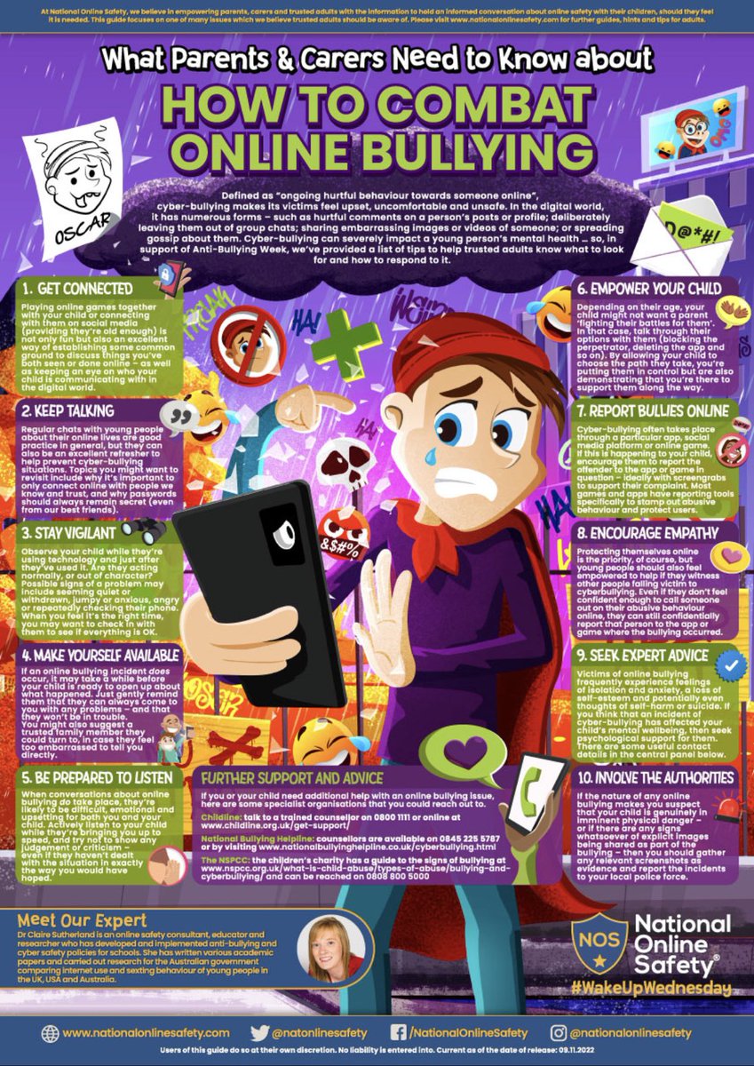 GreatwoodCPS's tweet photo. It is Safety Sunday and today we are sharing some more superb tips from @natonlinesafety
We need these tips now more than ever and will always โcall outโ bullying behaviour @N_StarAT #onlinesafety #notobullies #kindnessonly https://t.co/jhGkDhGOWq