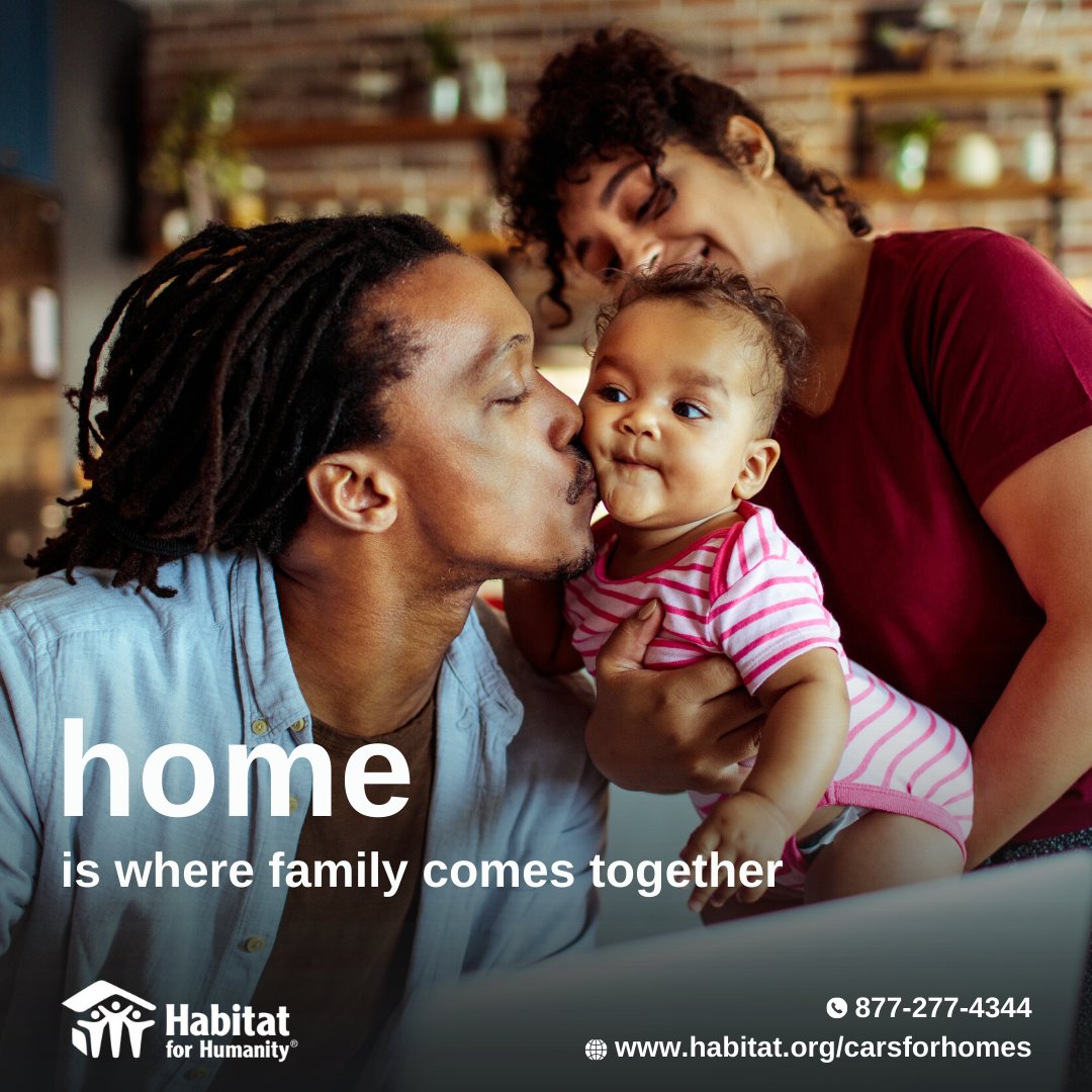 Home is where family comes together. Safe, decent, and affordable homes play a critical role in helping families create a new cycle filled with possibilities. You can make a difference by donating your old car 🚙 
bit.ly/37tKx5S

#HabitatForHumanity 
#CarsForHomes