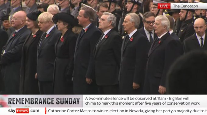 GilesMacDonogh's tweet photo. At least two PMs I don't recognise there. Who's standing to the right of #MissTrust? And there's another funny one coming round the back of John Major? https://t.co/7Uu3907ZJP