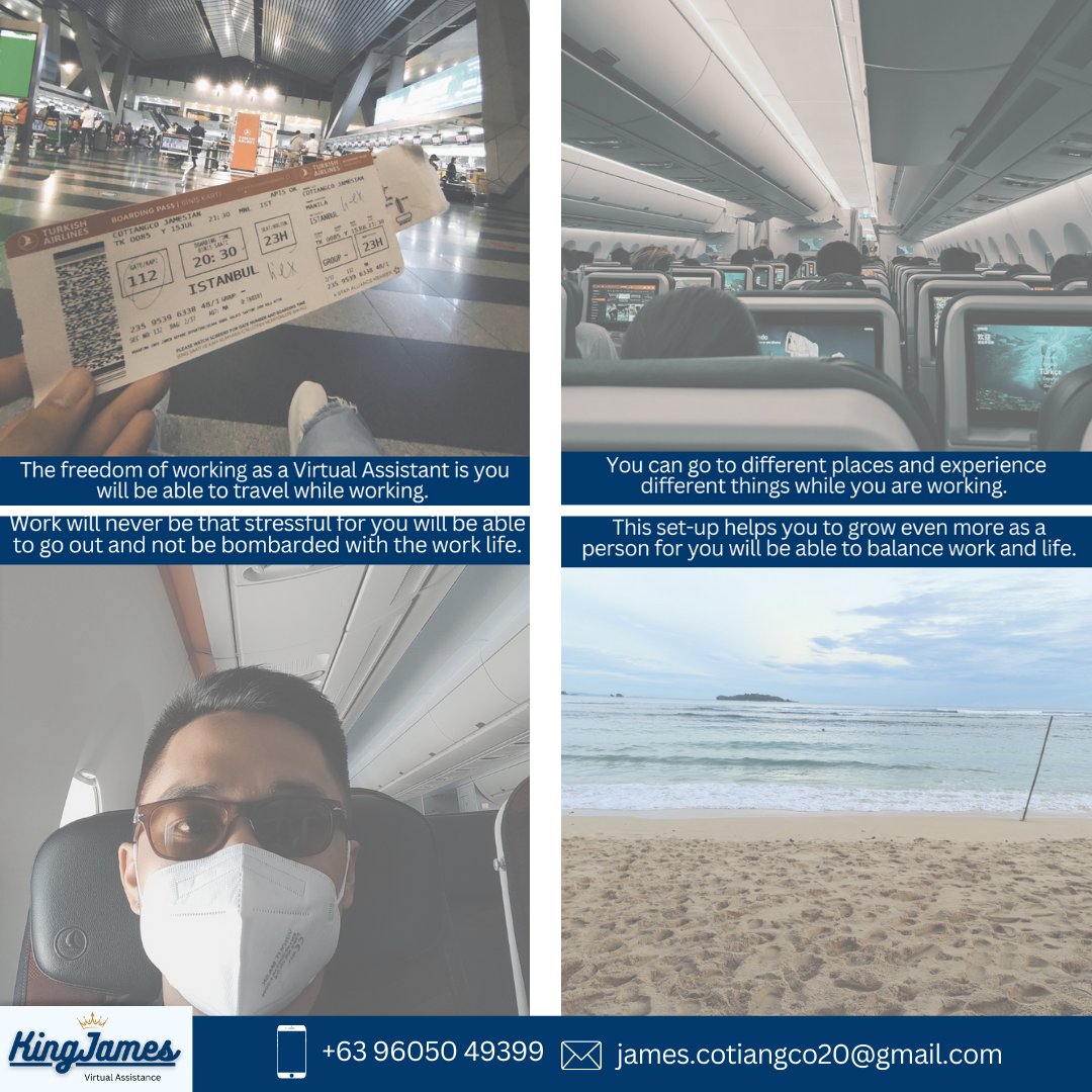 ian_cotiangco's tweet photo. The freedom of working as a Virtual Assistant is you will be able to travel while working. Work will never be that stressful for you will be able to go out and not be bombarded with the work life.
💻👨‍💻🤵📖
#TravelWhileWorking #Freedom #Balance #Work #Life https://t.co/yofZFy9oKe