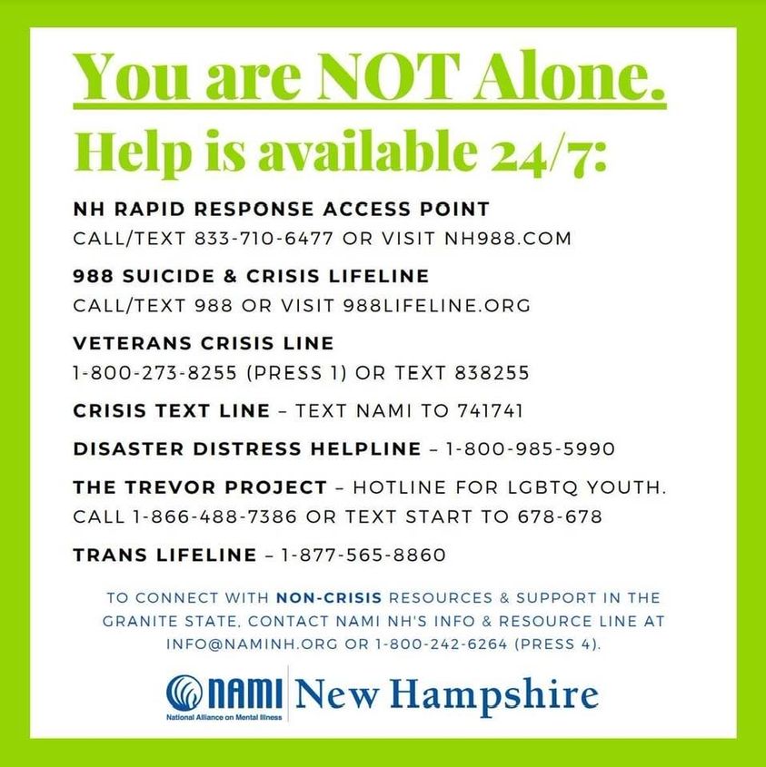 You are not alone #Nami #newhampshire #MentalHealthMatters